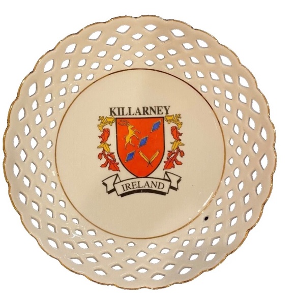 Porcelain Gold Trim Open Weave Candy Dish from Ireland - Picture 1 of 3